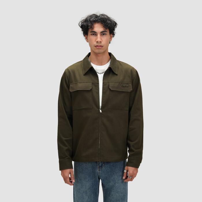 CELCIUS Relaxed Fit Zip Up Jacket Overshirt I31000412C Dark Green