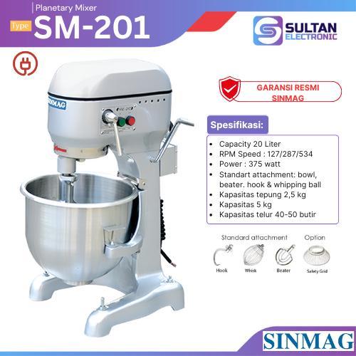 SINMAG Planetary Mixer SM-201 / SM 201 / SM201 Mixer Adonan Roti Kapasitas 20 Liter GARANSI RESMI