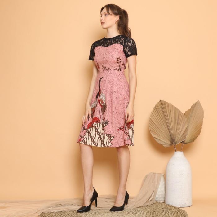 DRESS BATIK TENUN MODERN KANTOR GAUN CASUAL KERJA BAJU WANITA MURAH
