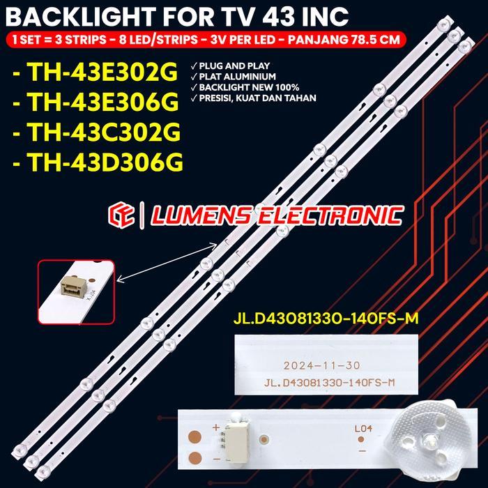 BACKLIGHT TV PANASONIC 43 INCH TH-43C302G TH-43D302G TH-43E302G TH-43D306G TH-43E306G