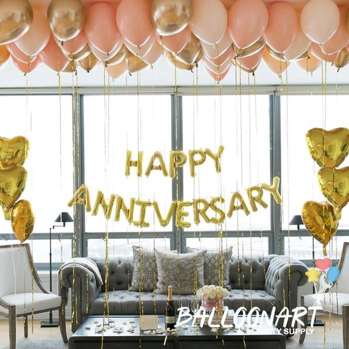 terbaru ANNIVERSARY GOLD PEACH DEKORASI SET/DEKORASI LAMARAN/PAKET DEKORASI TUNANGAN