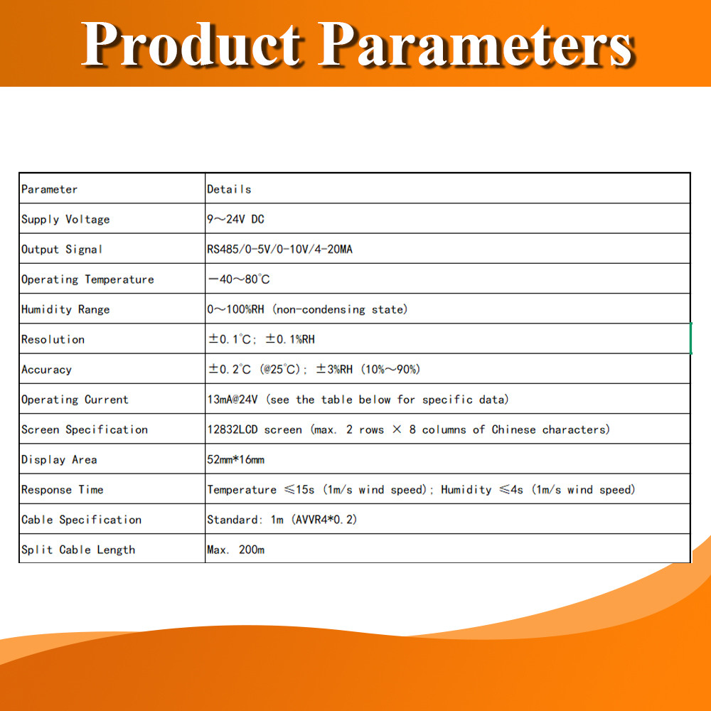 DIGITAL DISPLAY TRANSMITTER WITH TEMPERATURE HUMIDITY SENSOR PROBE RS485 ANALOG 0-5V 0-10V 4-20MA
