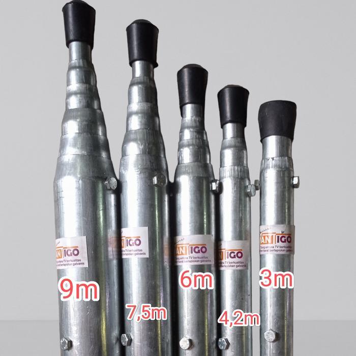 NEW - TIANG MULTIFUNGSI 9M (WIFI, ANTENA TV, WIRELESS DLL) 6 SUSUN TIANG PIPA BESI