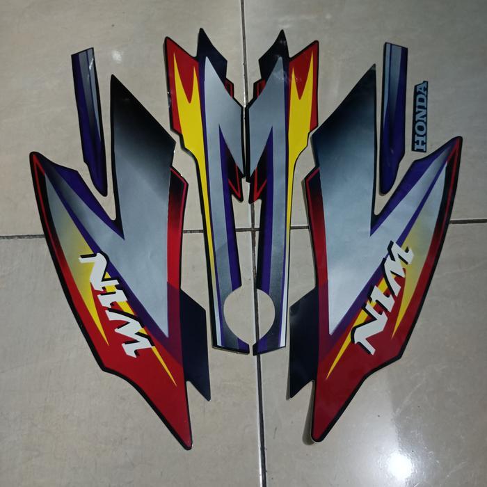 stiker striping honda win 100 2005 hitam lis silver list body standar berkualitas original