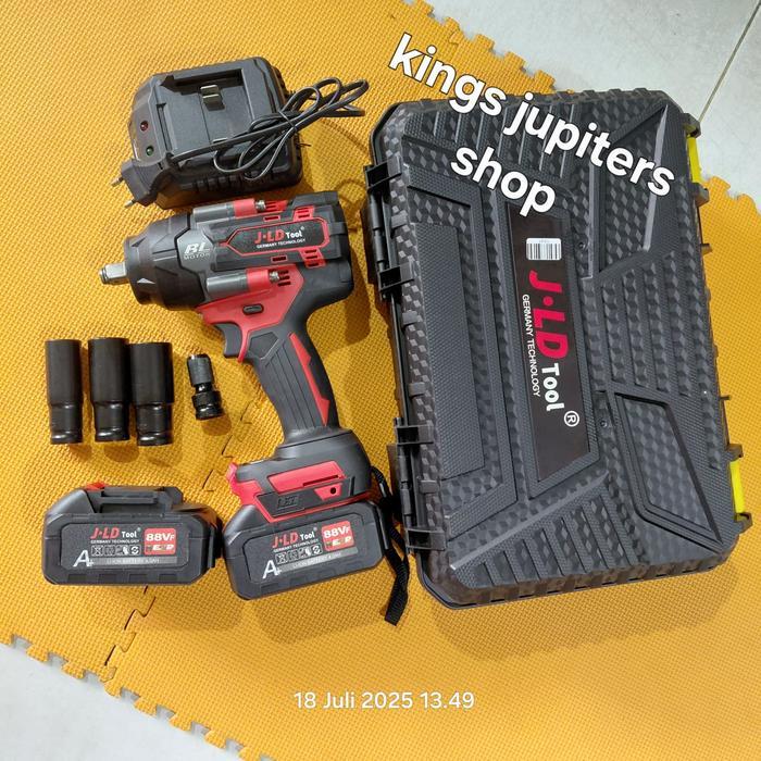 2 Batre Jld 700Nm 1/2Dr Set Koper Impact Wrench Jld Box Mesin Buka Baut