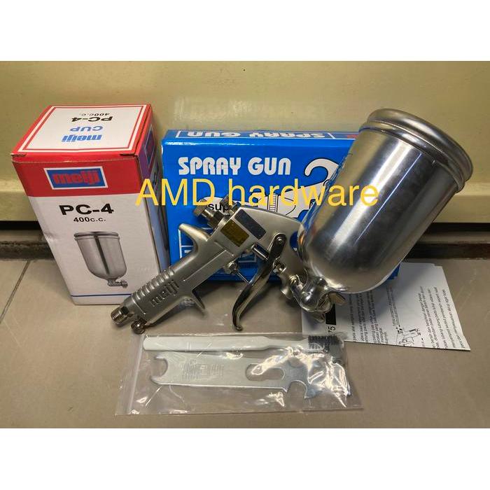 Meiji Japan Spray Gun F75 Tabung Atas Spet Semprotan Cat Kompresor Ori