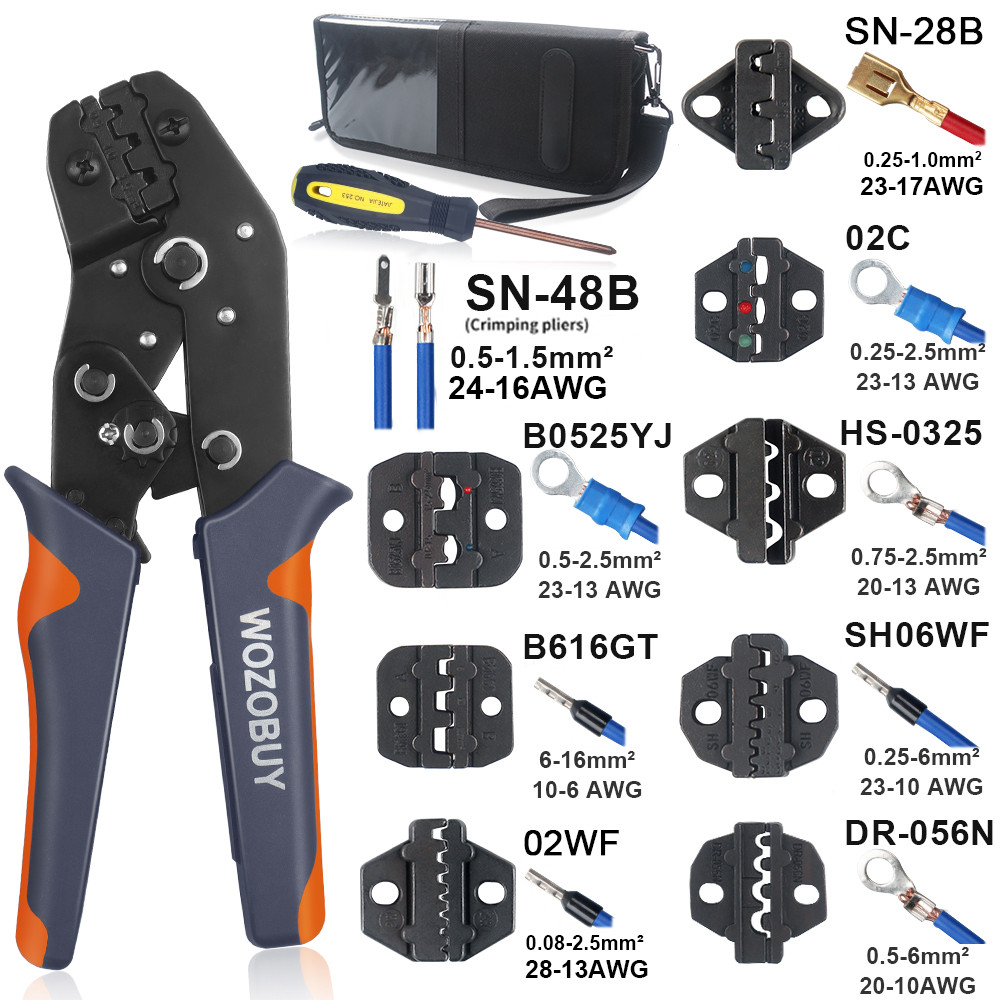 WOZOBUY Crimping Tool Set Ratcheting Wire Crimper Tool