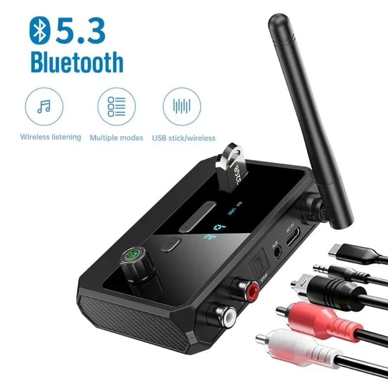 Bluetooth 5.3 Audio Receiver Wireless Audio Adapter With AUX 3.5mm RCA Optical Jack Support U-disk