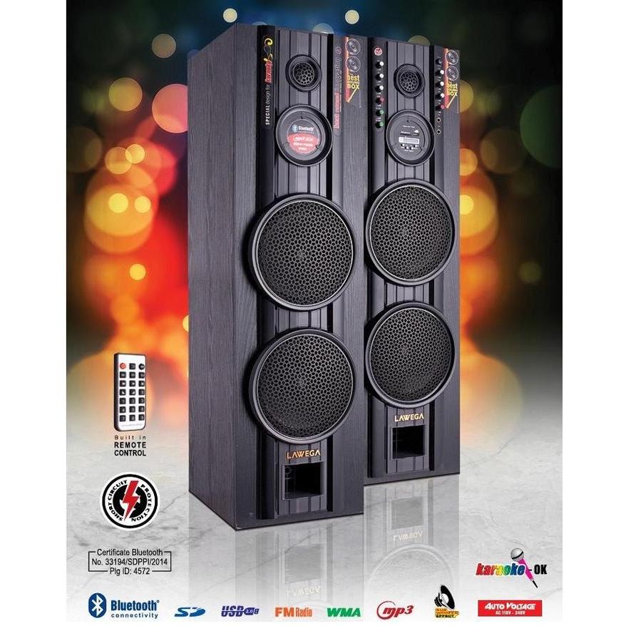 Lawega LA-829 Speaker Aktif dengan FM Radio Bluetooth USB Bass Super Reflex Subwoofer Karaoke 2 Inpu