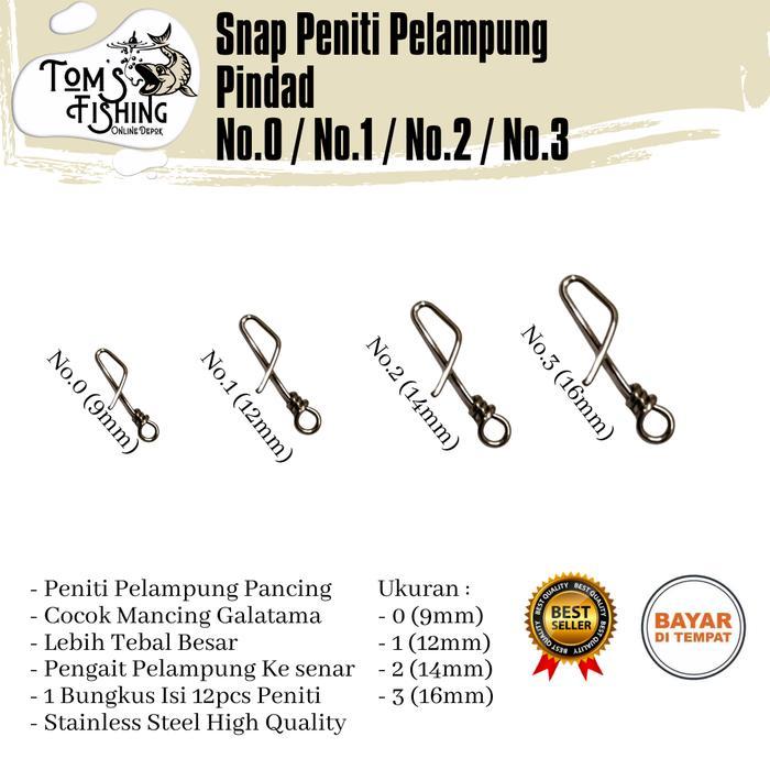 Snap Peniti Pancing Pindad (Perbungkus) Pelampung Stainless Steel Murah -
