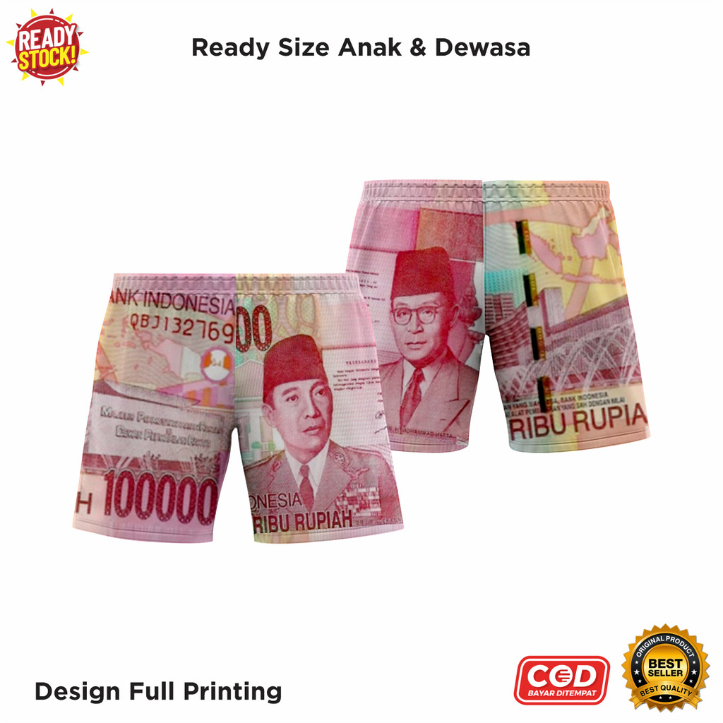 Celana Uang Seratus Ribu Pecahan Kertas Cepe 100k 100ribu Model 1 Bahan Fleece Tebal Full Printing K