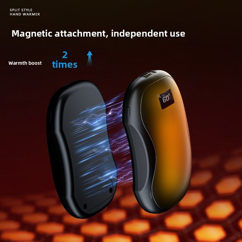 New Magnetic Split Hand Warmer, Two-In-One Hand Warmer, Mini Digital Display USB Charging Hand