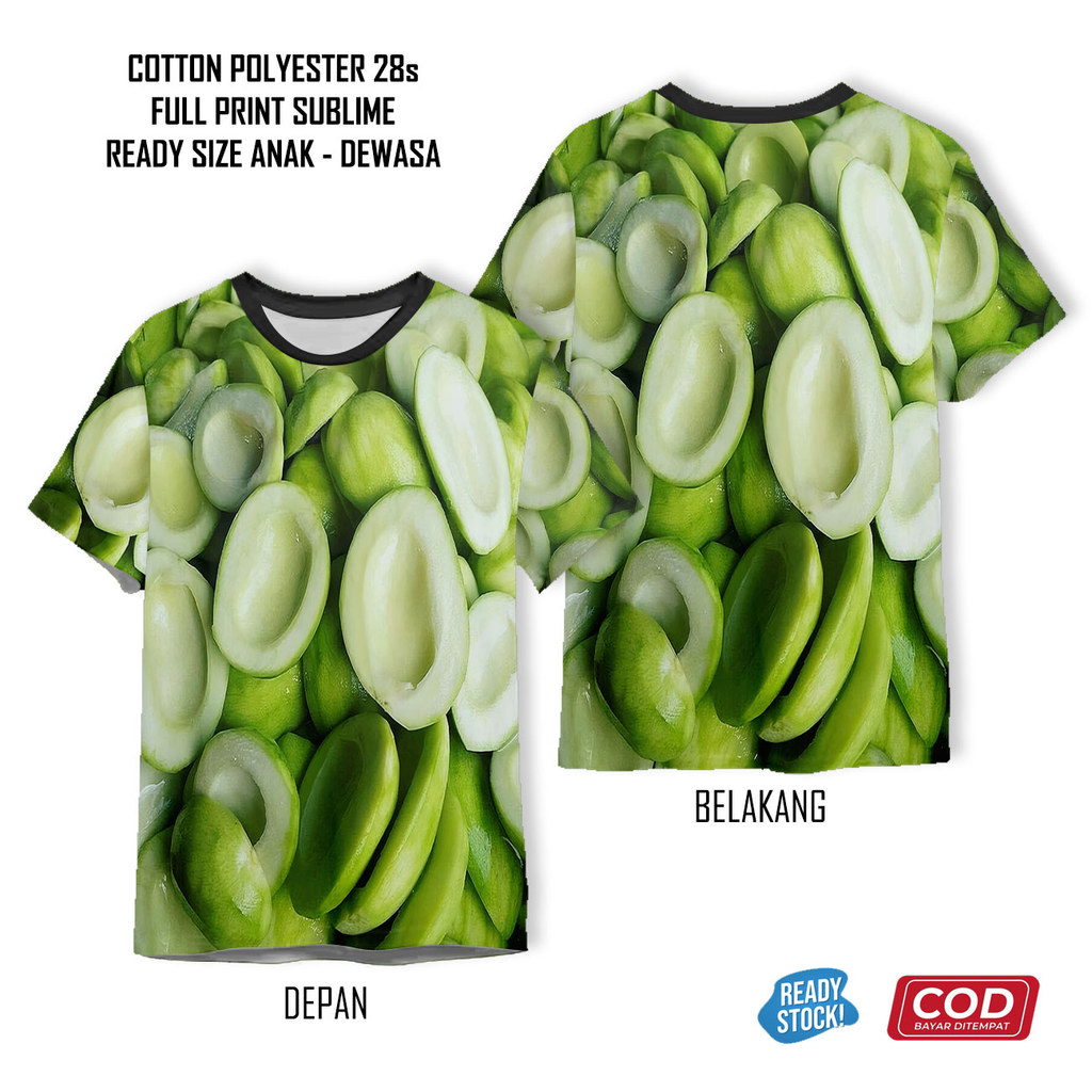 Kaos Buah Buahan Raw Mango Mangga Model 2 Full Printing Keren | Baju 3D Anak dan Dewasa Unisex - Rie