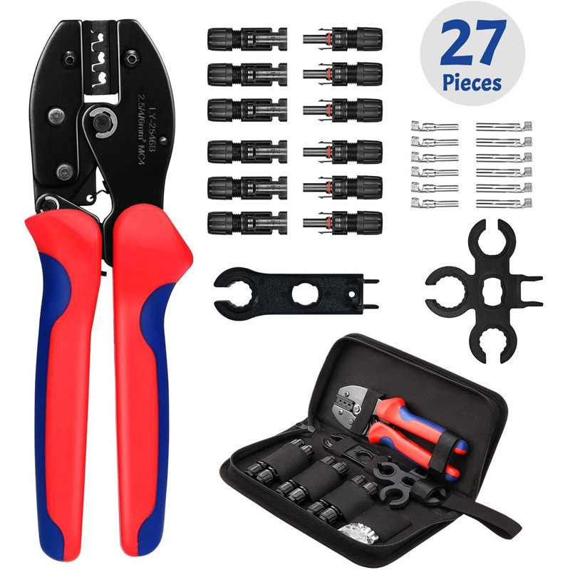 Kit Tang Crimping Solar MC4 untuk Kabel Panel PV dengan 6 Set Konektor Male dan Female Terminals