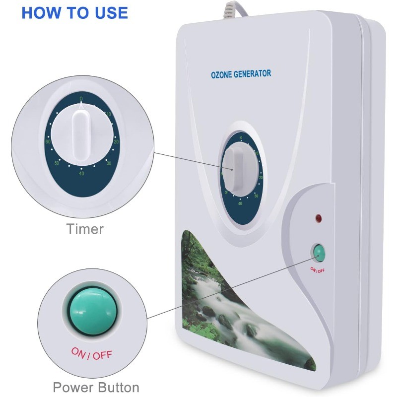 600mg Ozone Generator Water Ozonator O3 Ozone Machine 600mg/h for Home Air, Water, Fruits,