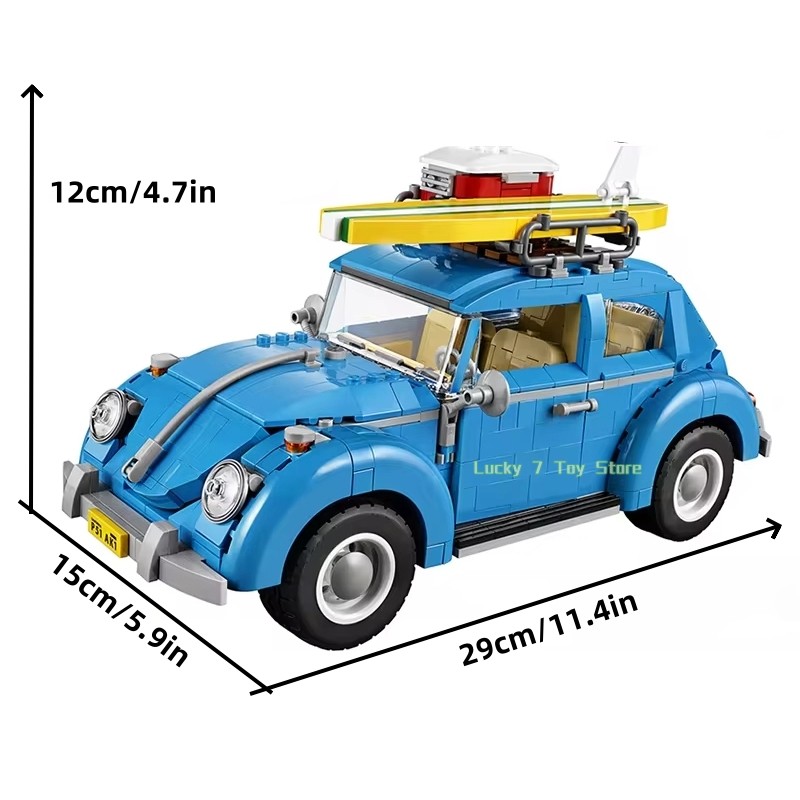 1167pcs Technical Blue Beetle Camper Car Building Blocks Model Creative City Vehicle Set Toys Bricks