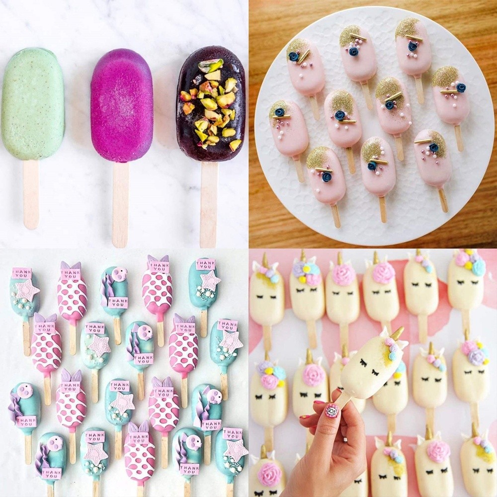 3pcs Popsicle Molds with 50 Sticks 12 Cavities Silicone Popsicle Molds & Ice Cake Pop Mold Maker for