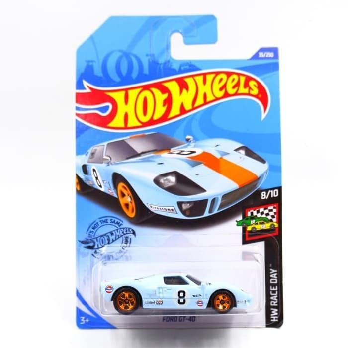 Ford GT-40 Biru Muda Race Day Hotwheels Hot Wheels Diecast Mobil