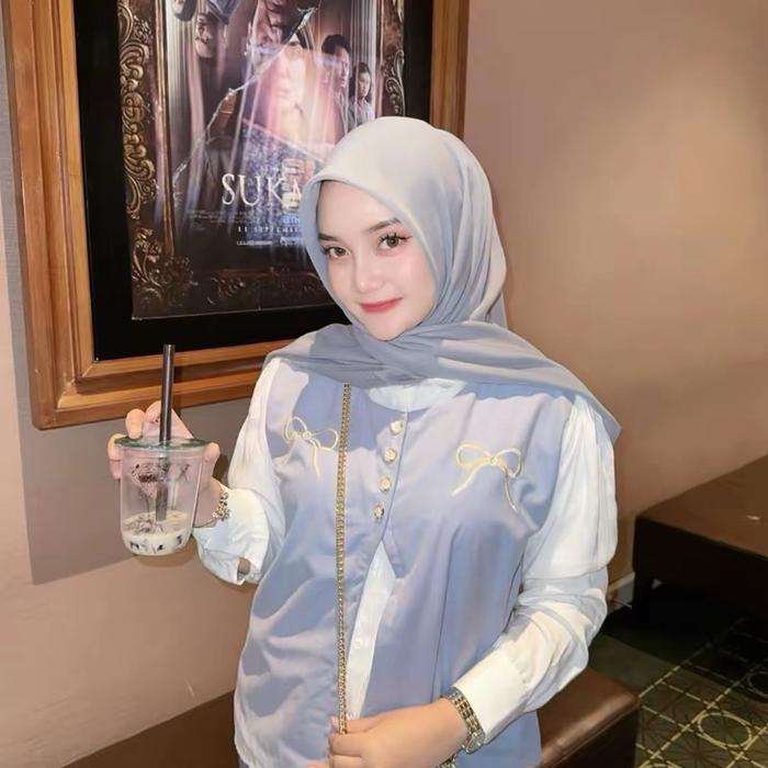 Meisya Kemeja Semi Vest Bordir Pita Korean Style Pasti Ori