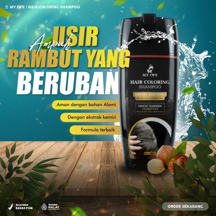 NEW DARKEN MY IWE Shampo Original Black Penutup Uban By My Iwe Shampoo