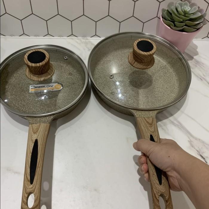 Grosir Stein Cookware Paket Jade Fry Pan 24Cm Frypan 20Cm With Lid