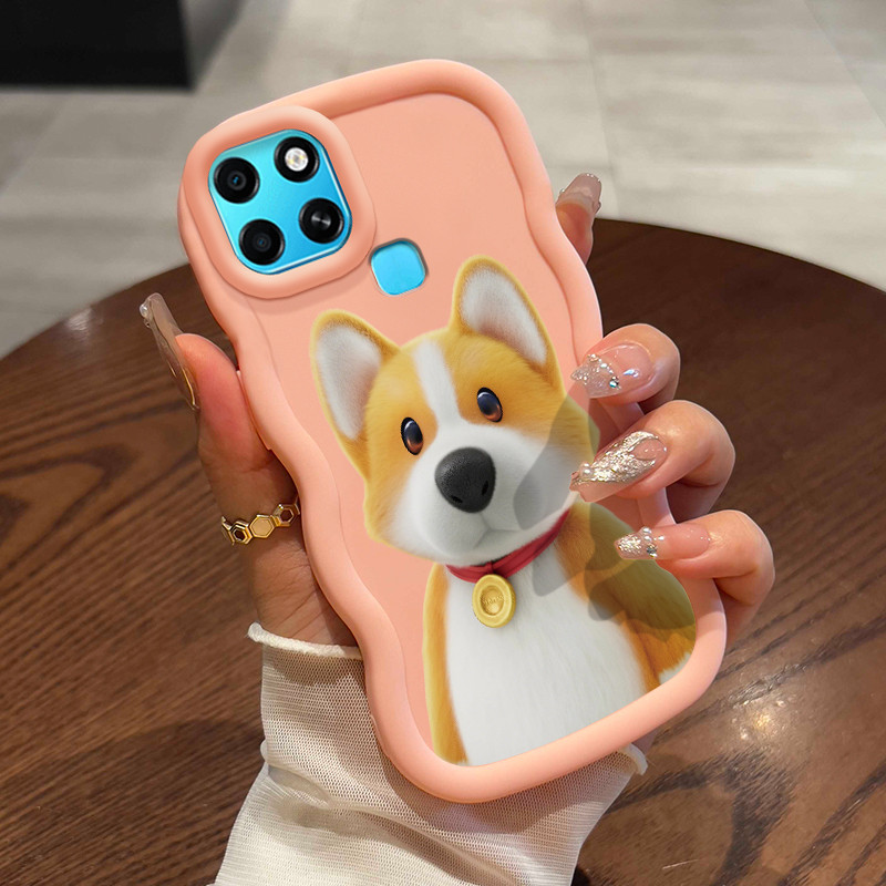 Casing Untuk Infinix Smart 6 Case Casing Lukisan babi comel dengan anjing pola HP Cesing lunak Silik