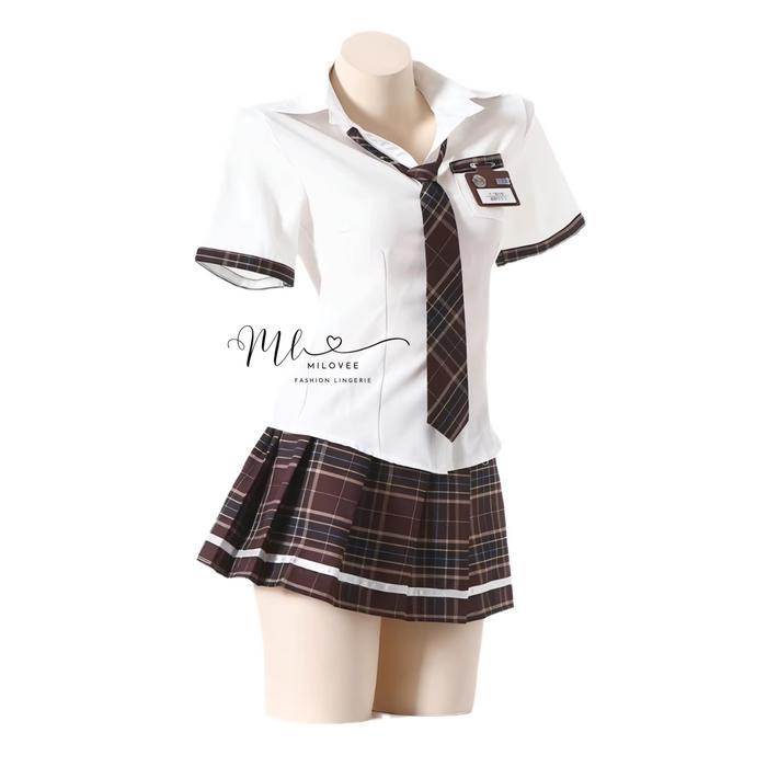 MILOVEE 346 COSPLAY - Lingerie Kostume School Wanita Dewasa Setelan Seragam Murid Kostum Kemeja Rok
