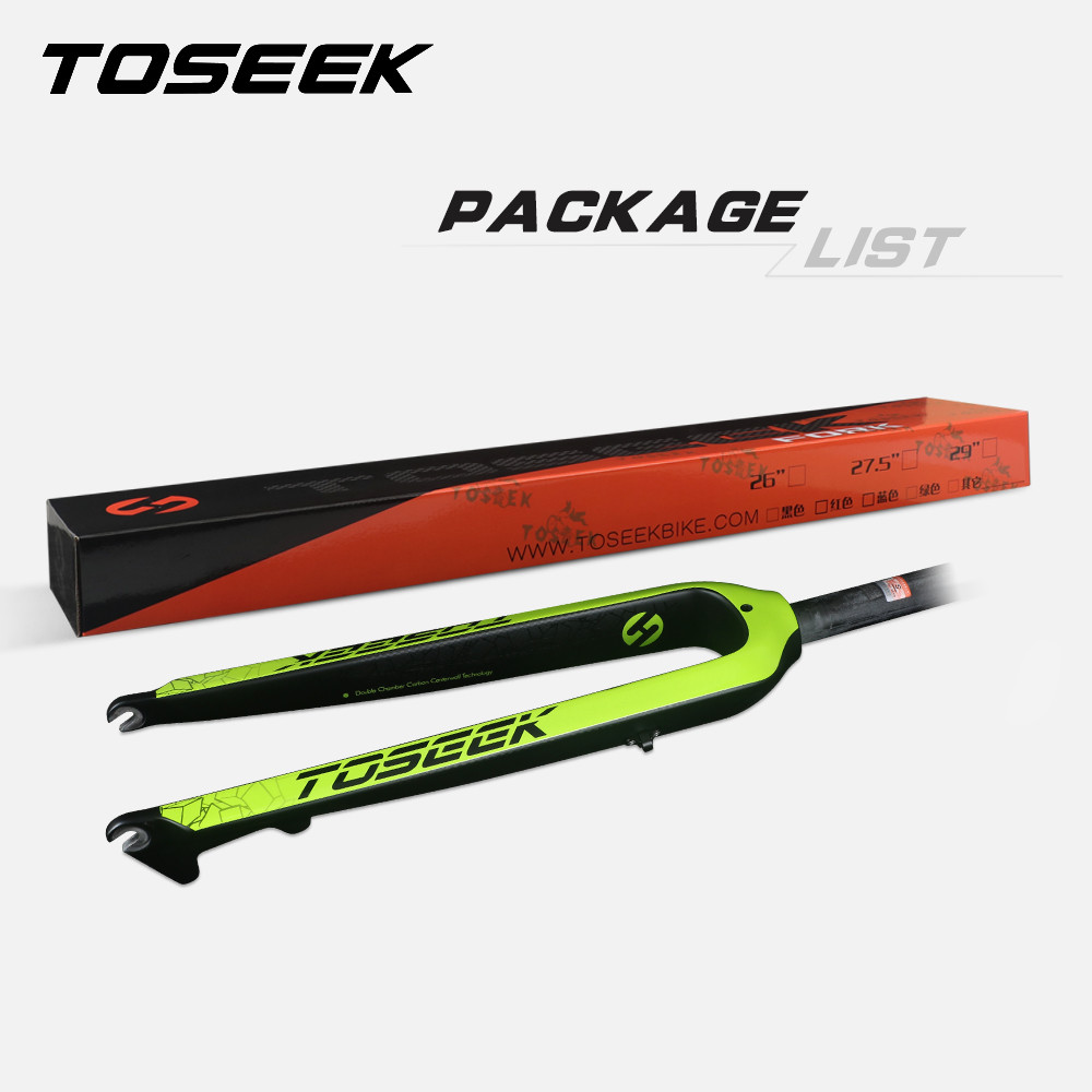 Toseek Carbon Fork 26er 27.5er 29er Straight Tube Mountain Bike Fork Full Carbon MTB Fork Ultralight