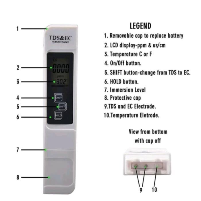 Best Seller Tds Dan Ec Meter Alat Pengukur Hidroponik Tds Ec Meter 3 In 1 Ppm Test Original