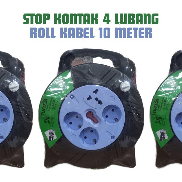 New Roll Kabel 10 Meter Tofuda Colokan Listrik 4 Lubang Multi Kabel Roll 10 Meter Cuk Roll