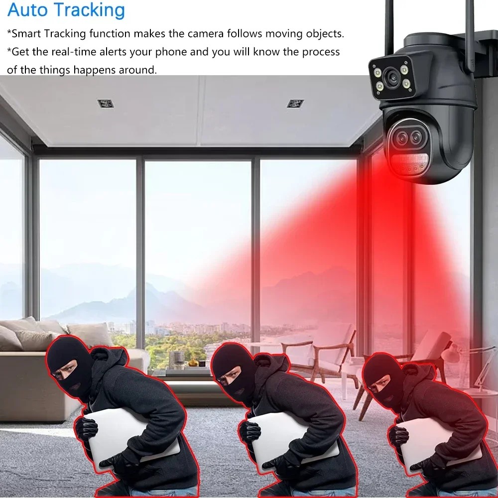 8CH Wireless NVR 9MP WIFI IP Camera System Set Two Way Audio PTZ Three Lens CCTV Wireless Video
