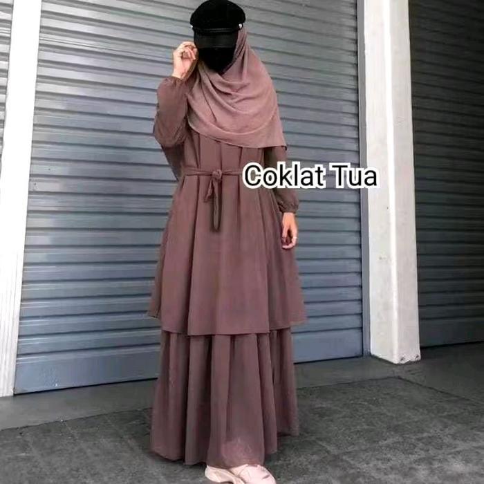 Karissa Gamis Malaysia Jumbo Ld 110-140 Ceruti Syari Maxi Dress Kondangan Nyaman & Mewah Bahan