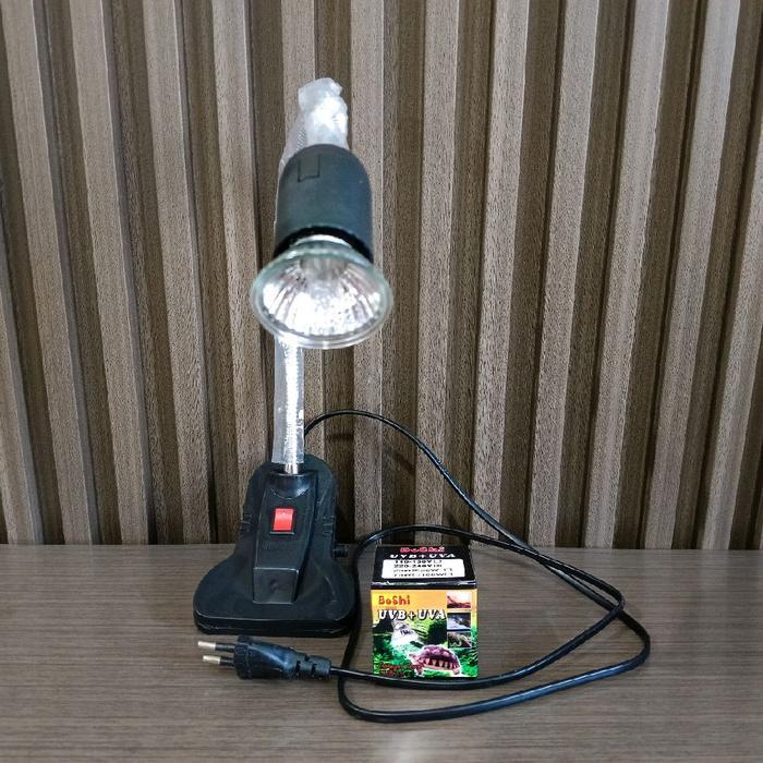Best Seller Lampu Reptil Penghangat Kandang Kura Kura Iguana Uvb Uva 25 Watt Satu Set Original