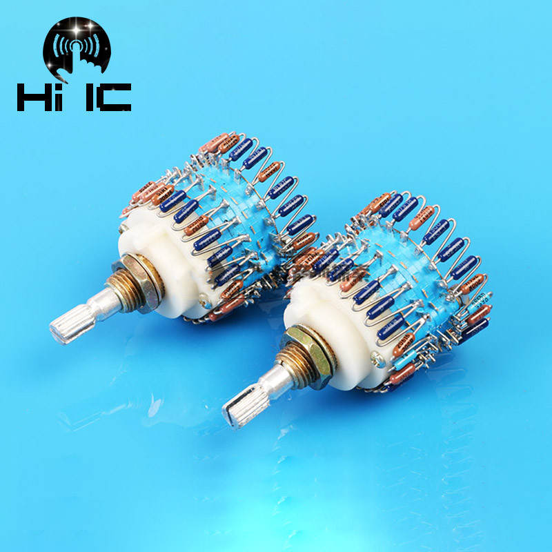 1pcs 23 Step Potentiometer 10K/50K/100K/250K/500K Two-Channel Volume Potentiometer Amplifier Volume
