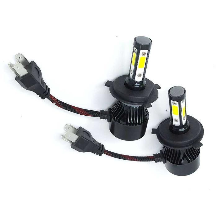 (2PCS) Lampu Depan Mobil H4 LED Bola Lampu Utama 12 Volt Cahaya Putih 6000K Car Kendaraan