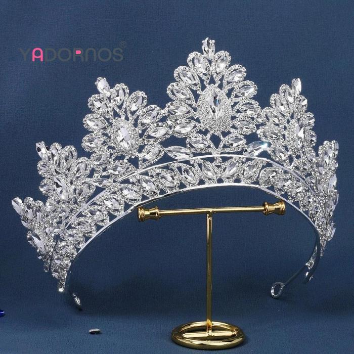 YADORNOS Mahkota Aura - Mahkota Mewah Besar Berlian - Mahkota Pengantin / Mahkota Pengantin Besar