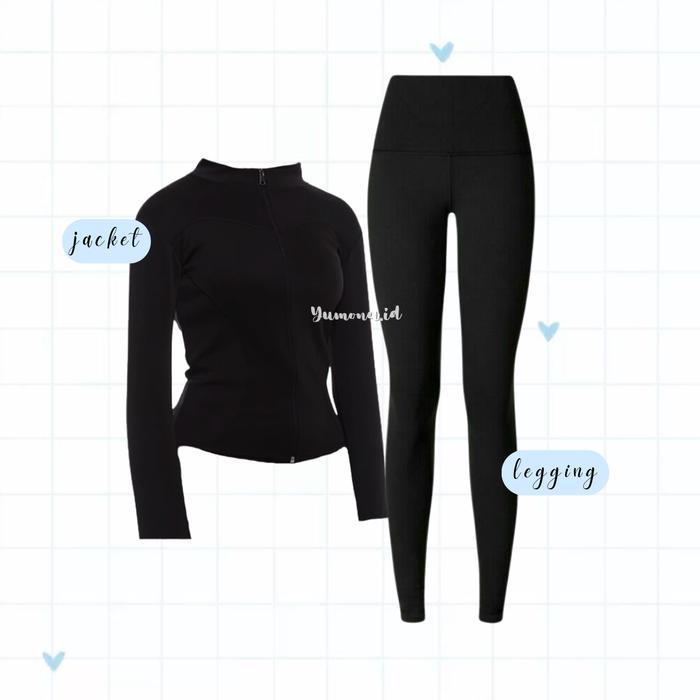 Hany 1 Set Baju Olahraga (Jaket Anti UV Celana Rok) Outfit Olahraga Wanita Tennis Naik Gunung - Z91