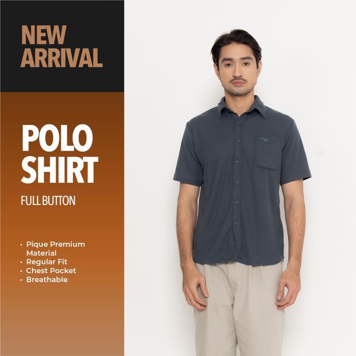 erigo polo shirt full button short sleeve floyd stargazer blue - kemeja kerah lengan pendek polos