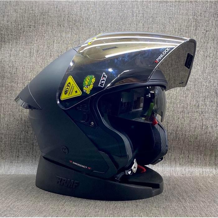 KYT TTR-JET Solid Black Doff - Helm KYT Original DOT SNI Double Visor Untuk Dewasa Cowok Cewek