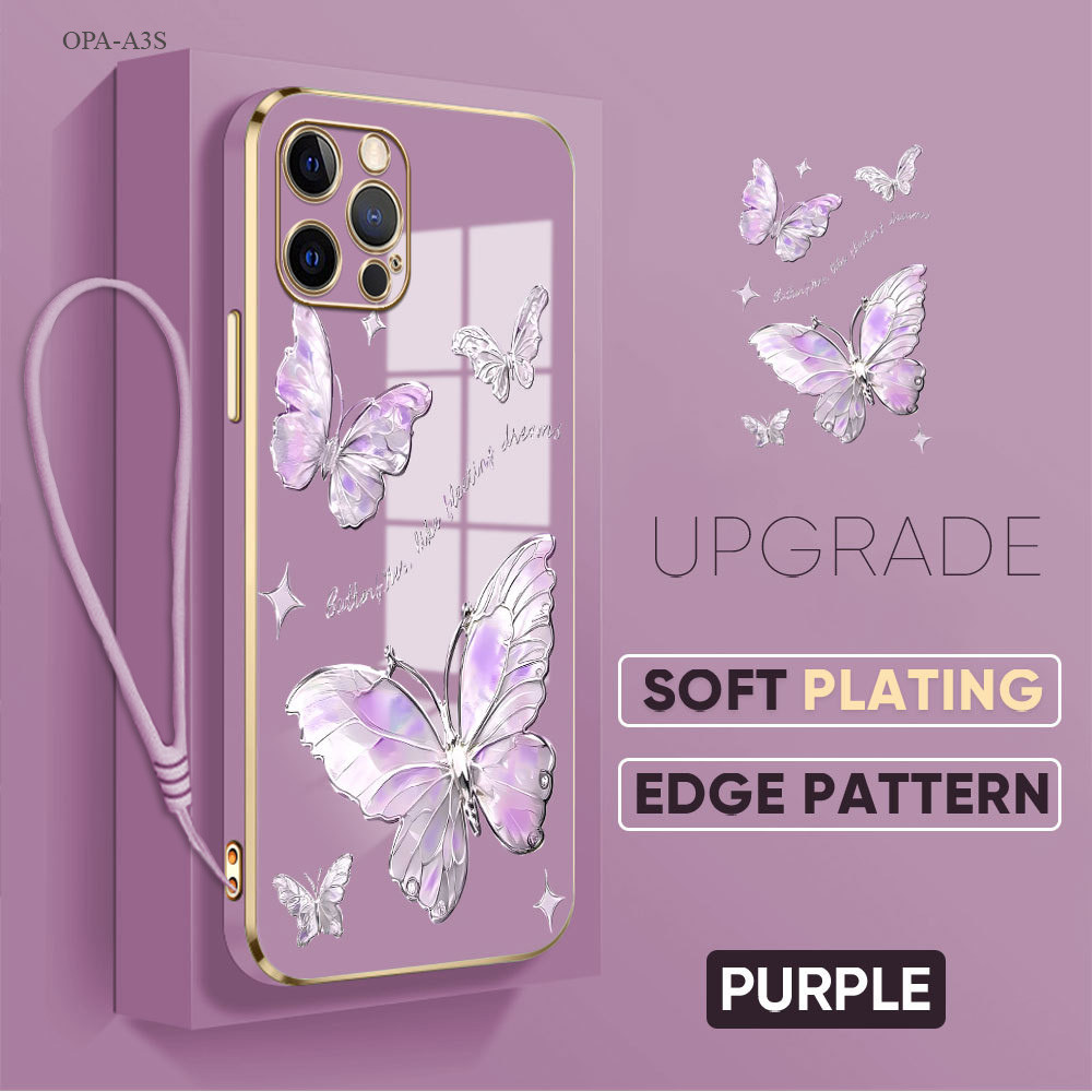 Hontinga Casing Hp Untuk OPPO A7 A5S A12 A11K A3S A12E A9 A5 A92 A52 2020 Cassing Free Lanyard Silik
