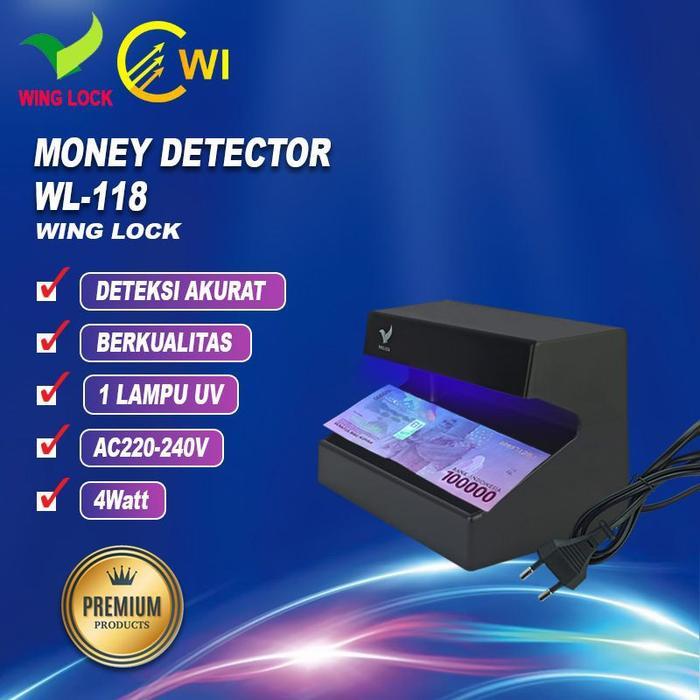 Money Detector Alat Pendeteksi Uang - WINGLOCK WL-118 4W
