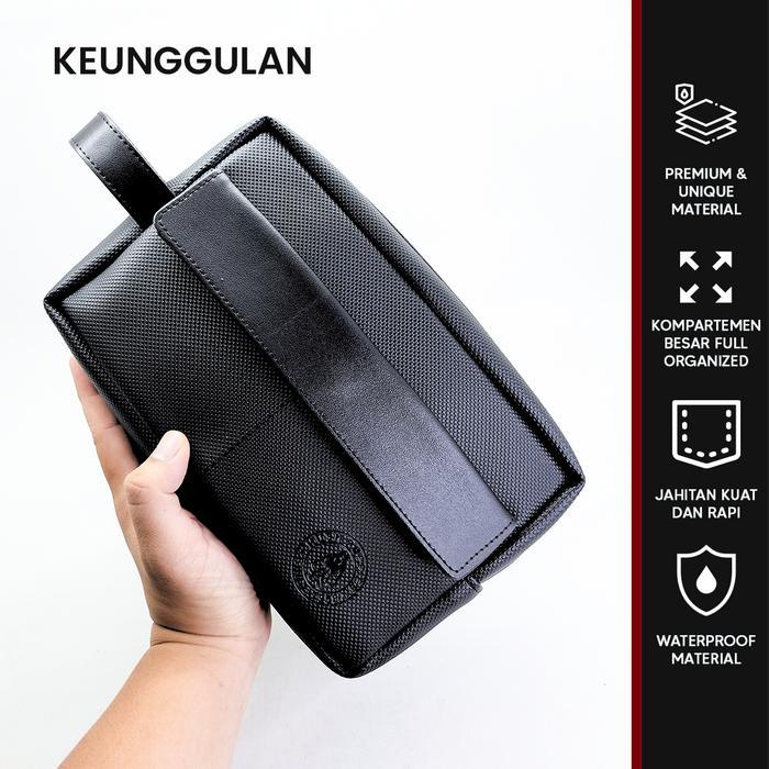 TERMURAH EXIST TAS CLUTCH PRIA HUSH PUPPIES 218 BLACK PREMIUM ANTI AIR / TAS ORGANIZER KASUAL