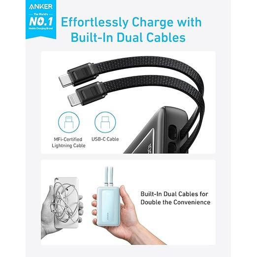 Anker Zolo Power Bank 10.000Mah 30W Max Fast Portable Charger With Built-In Usb-C And Mfi Certified