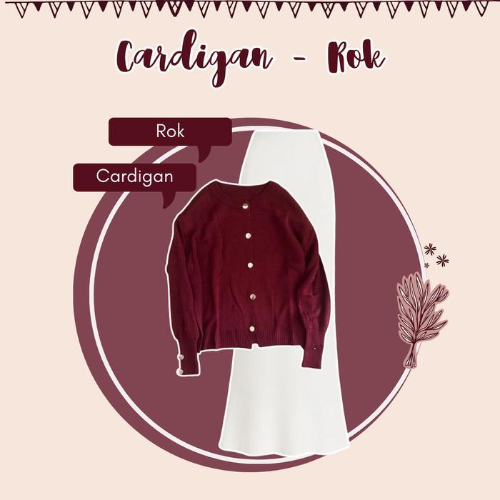 zen Setelan Lebaran Wanita Baju Atasan Cardigan Rajut - Rok Duyung dan Hijab Bella Square Set Remaja