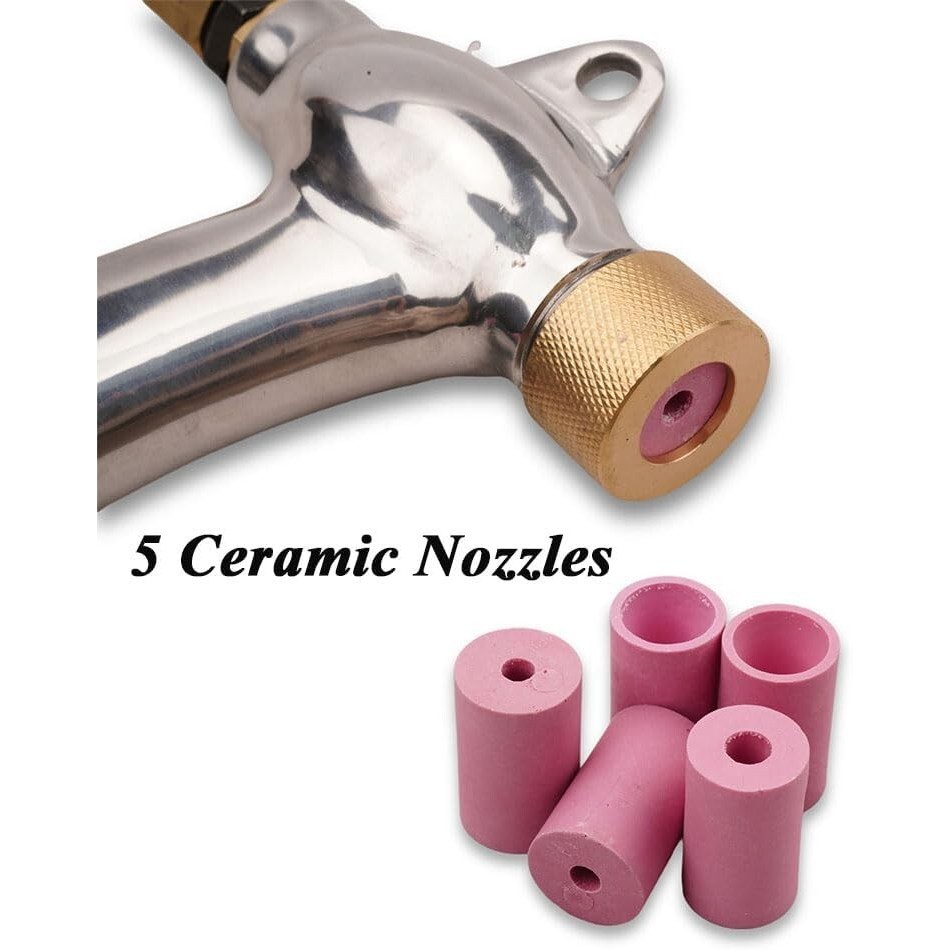 Sandblast Gun Air Sand Blasting Gun + 5x Ceramic Nozzles For Sandblaster Cabinet
