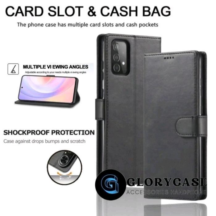 Flip Cover Leather Case Dompet Kulit Premium Untuk Samsung A52 A52S Terjamin