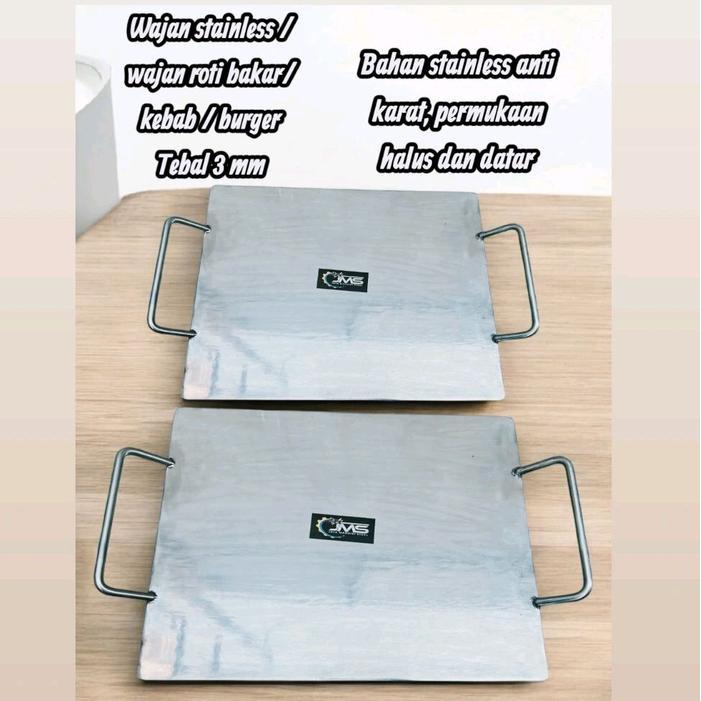 WAJAN STAINLESS/WAJAN ROTI BAKAR/WAJAN KEBAB DAN BURGER TEBAL 3 MM TAHAN KARAT