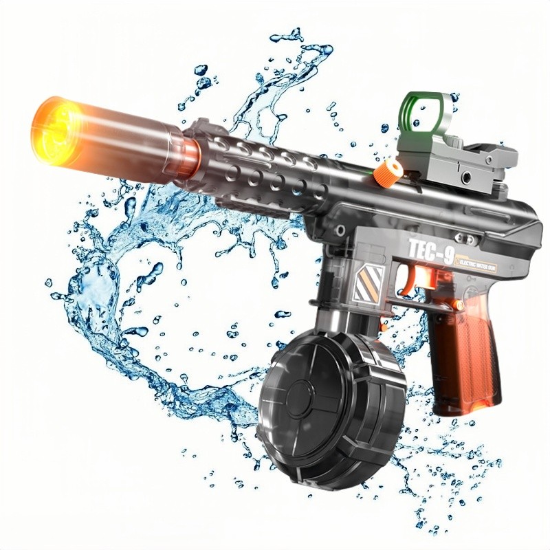 TEC9 Electric Water Gun Toy for Kids Simulated Flame Automatic Continuous Water Pistol Children