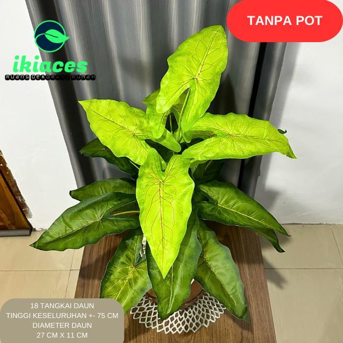 Daun Caladium Artifisial Daun Keladi Plastik Bunga Hias Sudut Rumah New