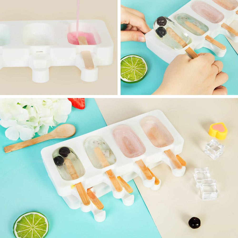 3pcs Popsicle Molds Set Silicone Popsicle Molds Cake Pop Mold Maker with 50 Wooden Sticks for DIY